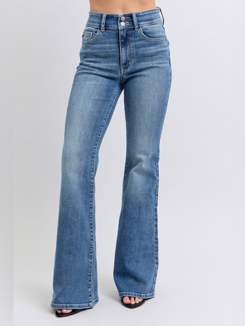 Judy Blue High Rise Flare Jeans JB82630MD Medium Wash MD ST Size 1/25 NWT